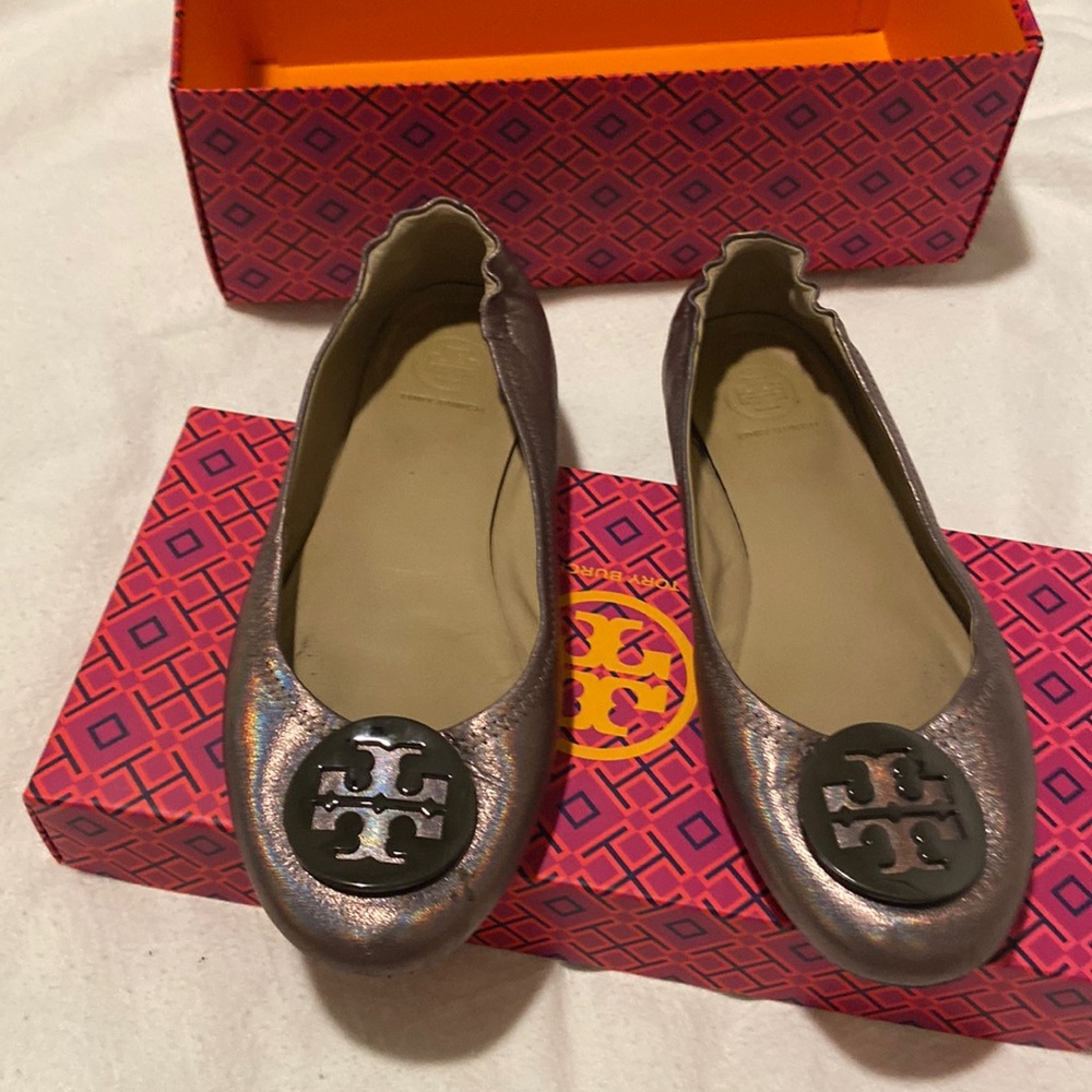 Tory Burch metallic leather flats